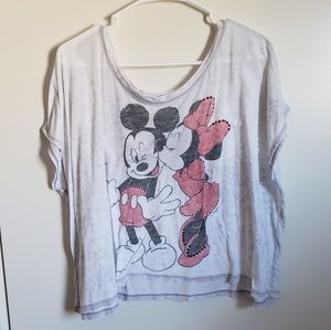 Mickey and Minnie burn-out crop top